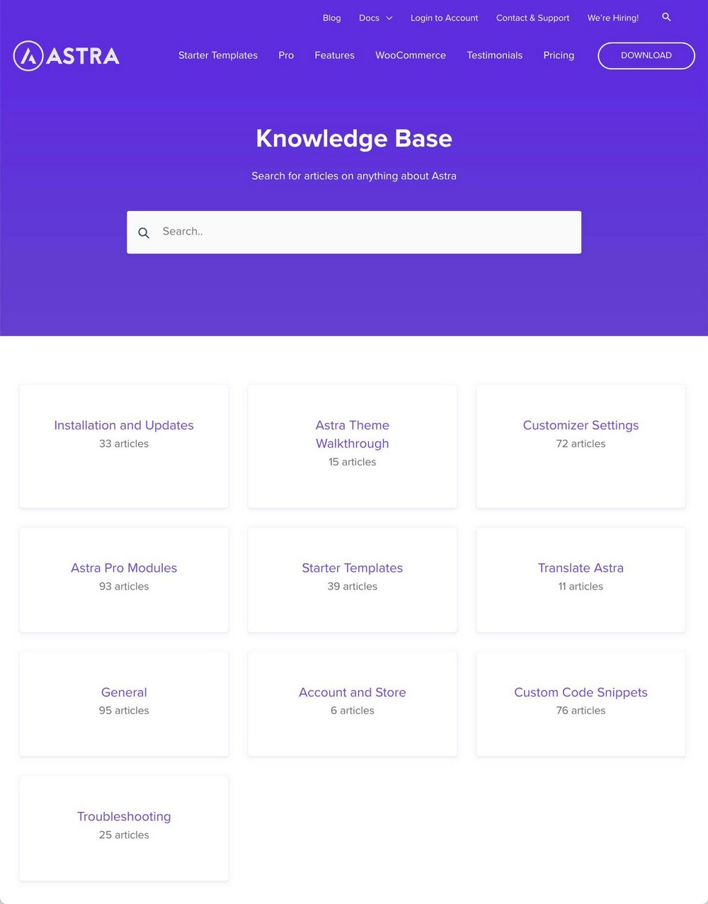 Astra Knowledge base