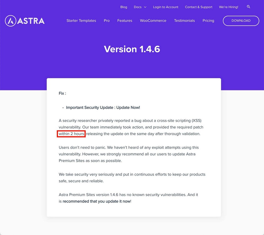 Astra security release