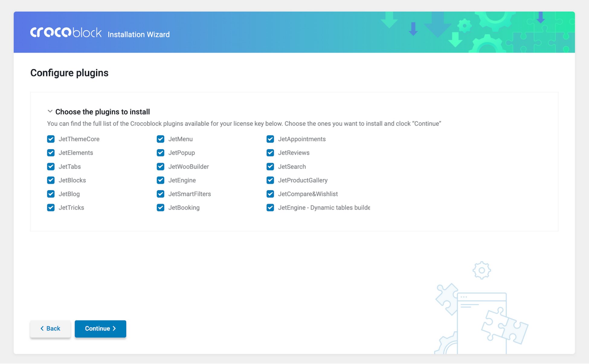 configure what jet plugins to install