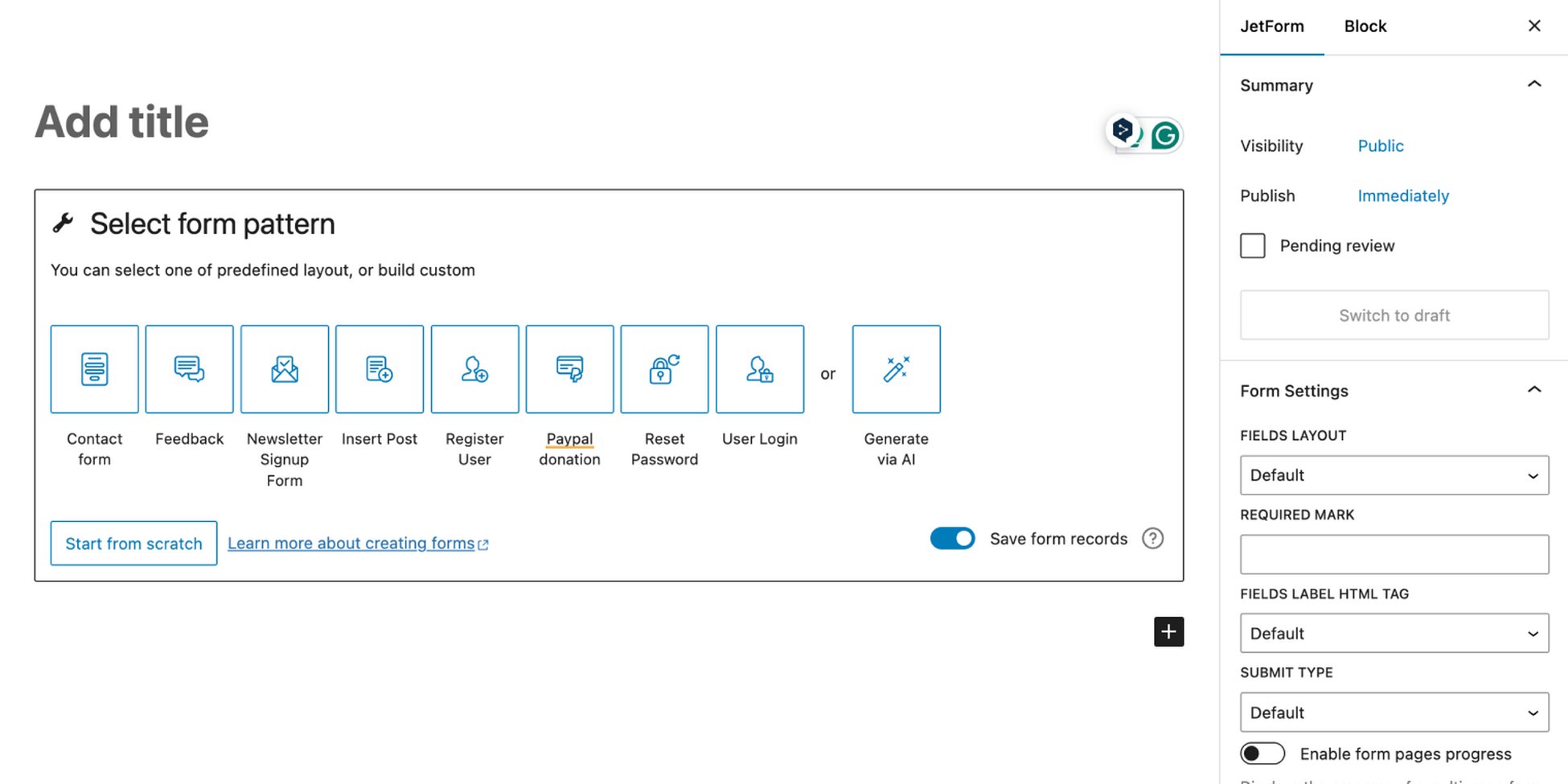 select form pattern window