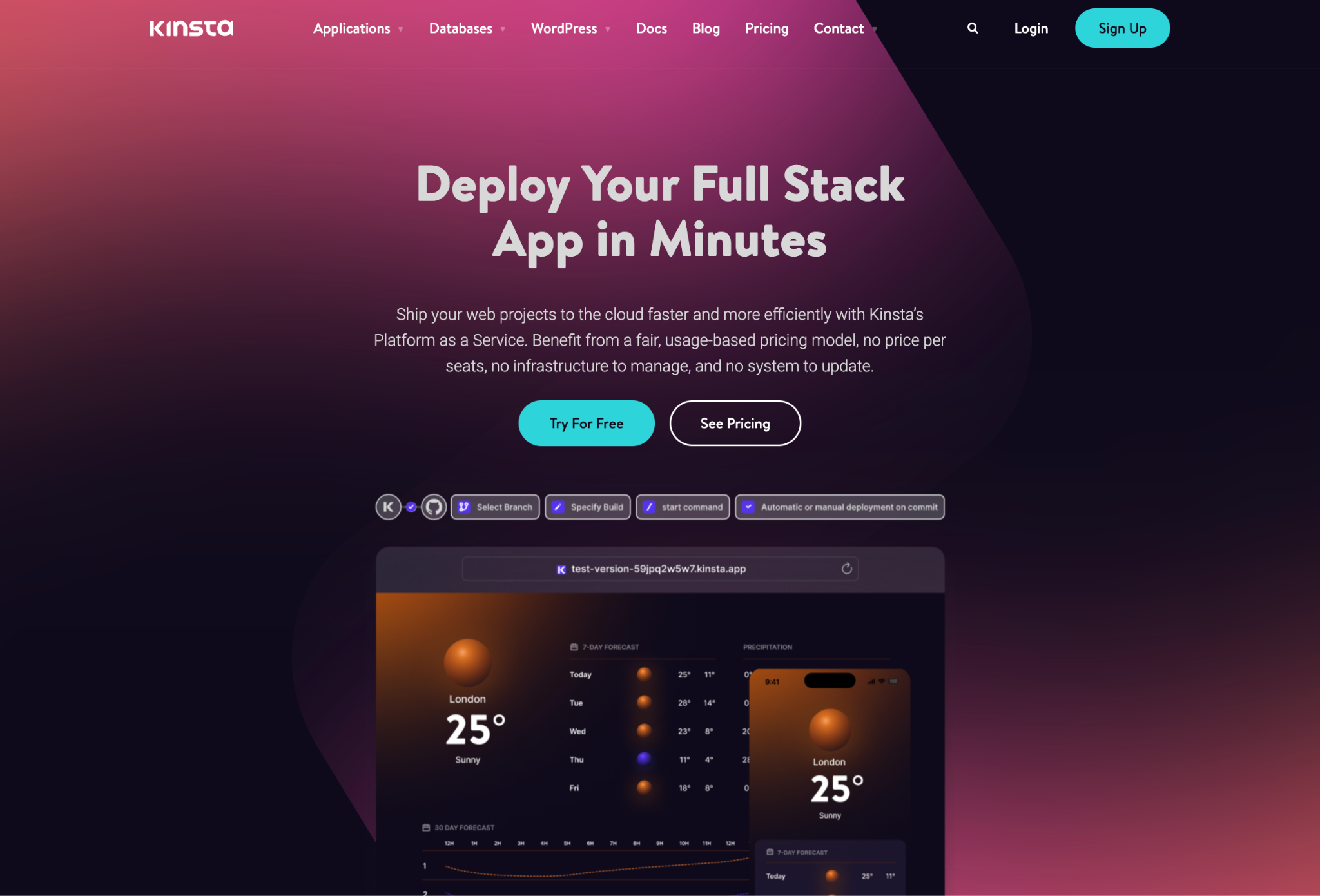 Kinsta app hosting