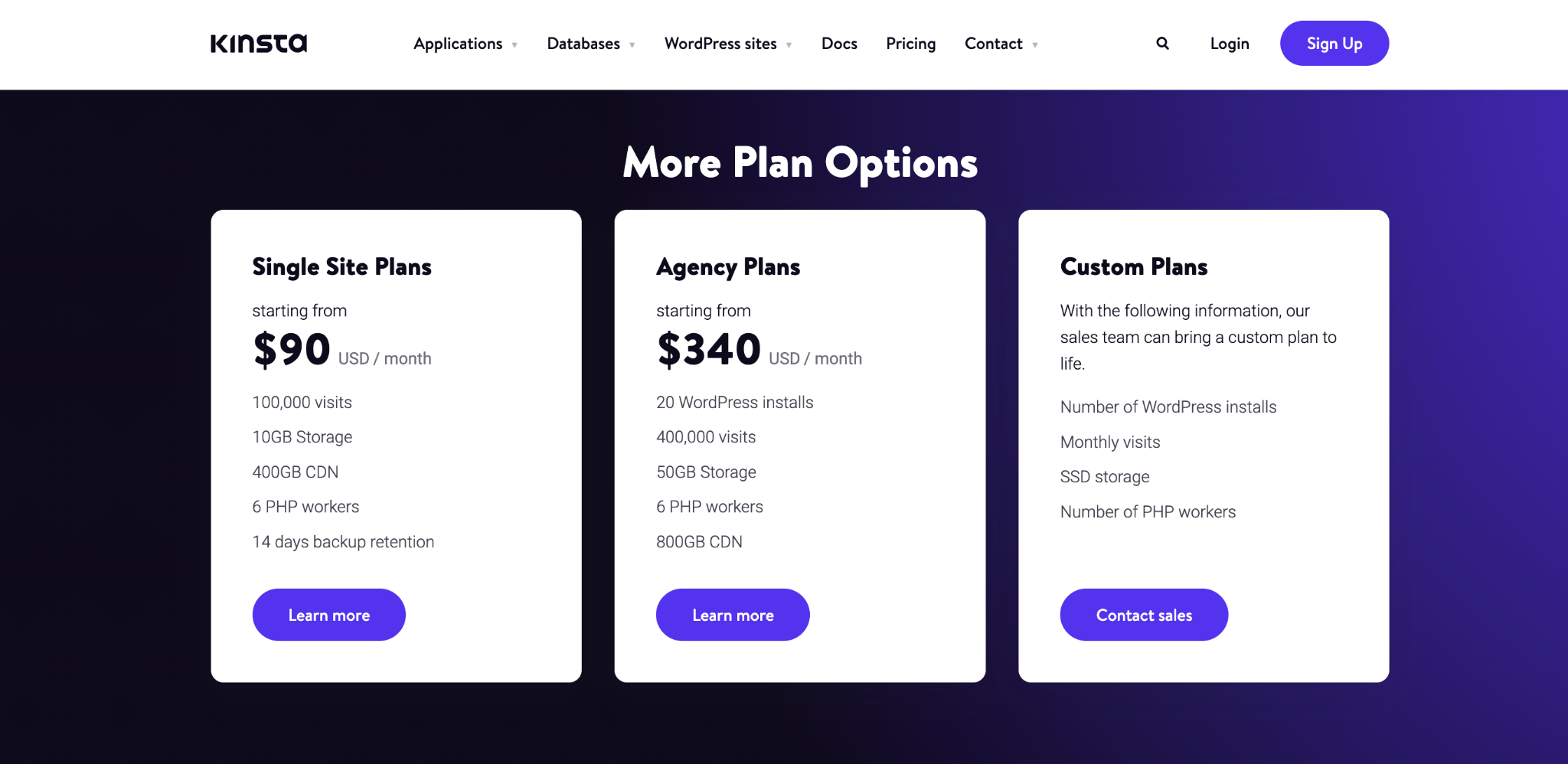 Kinsta hosting prices