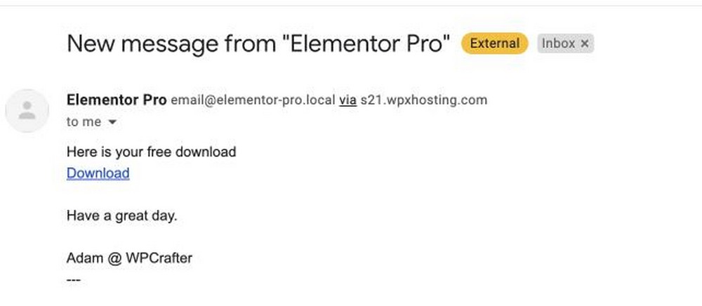 final email sent by elementor pro form