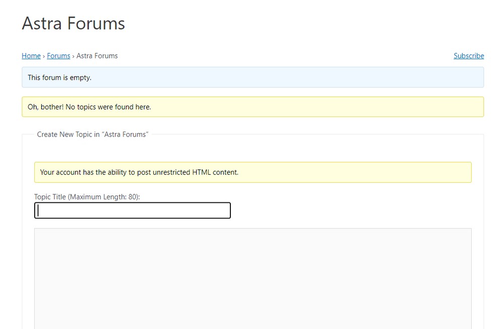 Default forums page with bbPress