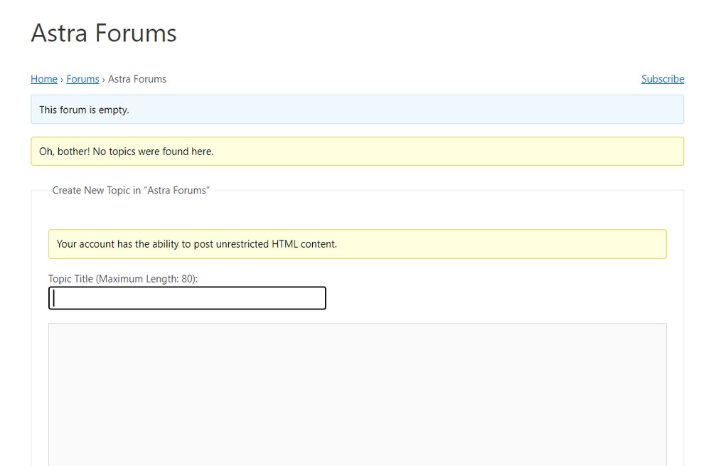 Default forums page with bbPress
