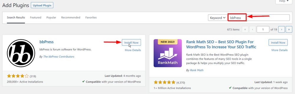 Search for bbPress WordPress plugin