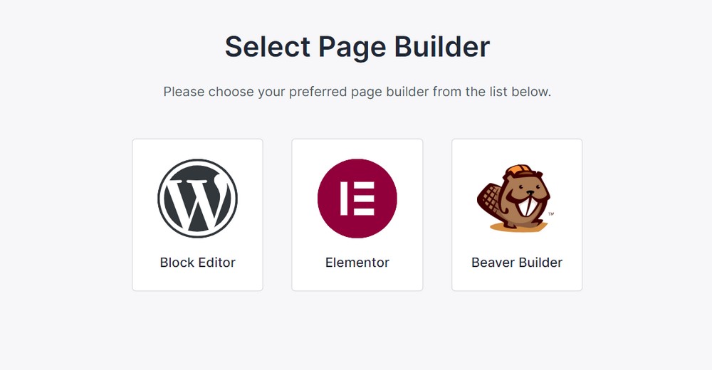 Select prepared page builder