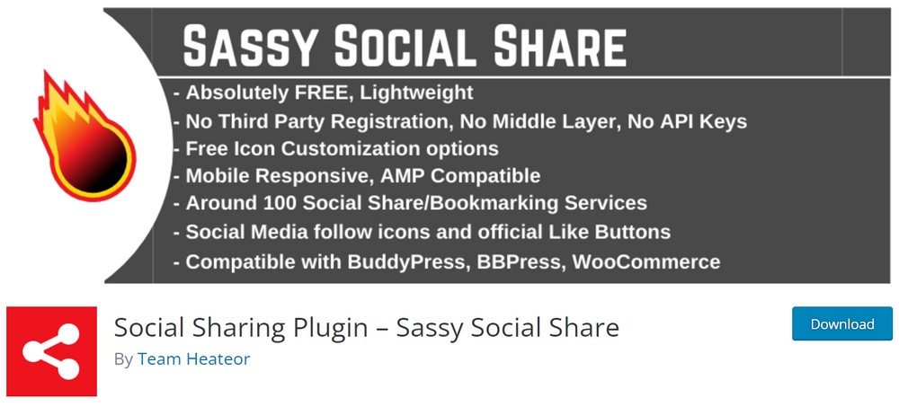 Sassy Social Share WordPress plugin