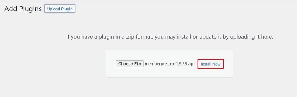 Upload Membership plugin