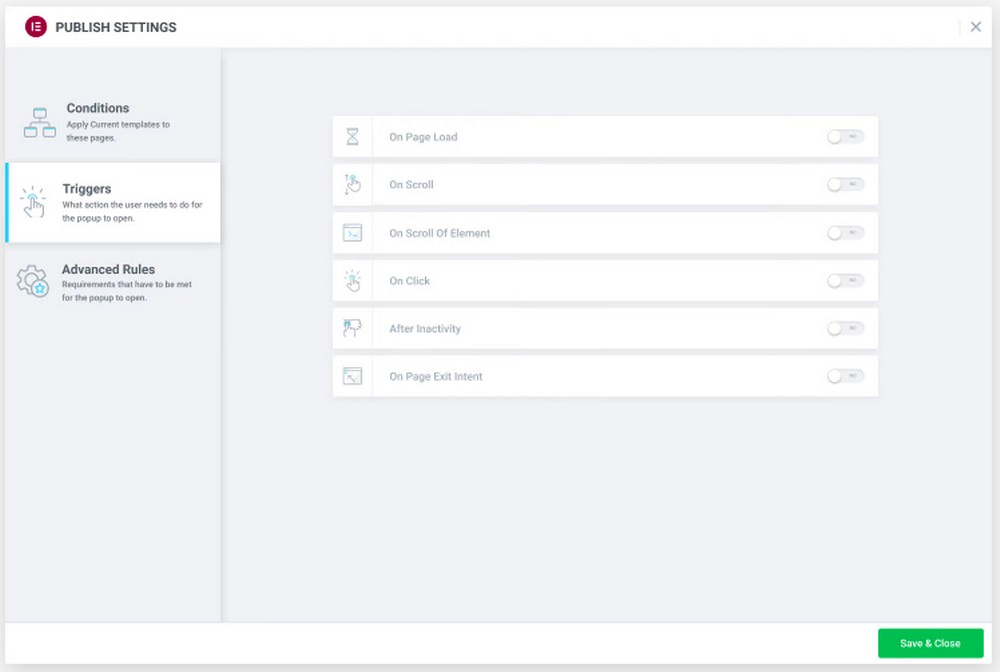 Add triggers and conditions to your popups