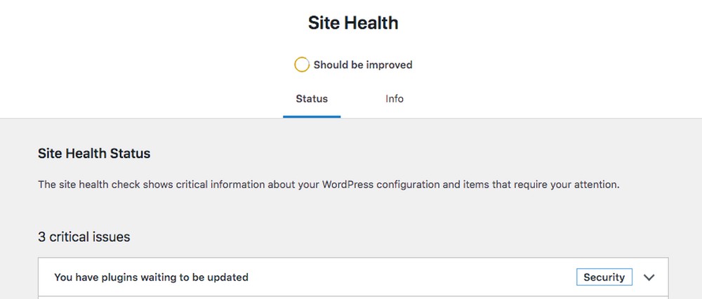 Check your site health from your WordPress dashboard