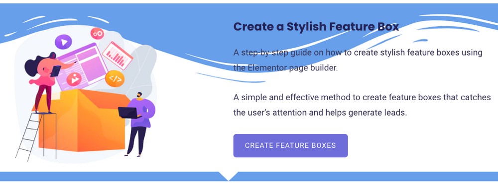 Create stylish feature boxes with Elementor page builder