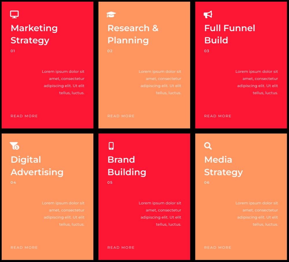 Feature box promoting the various digital marketing services