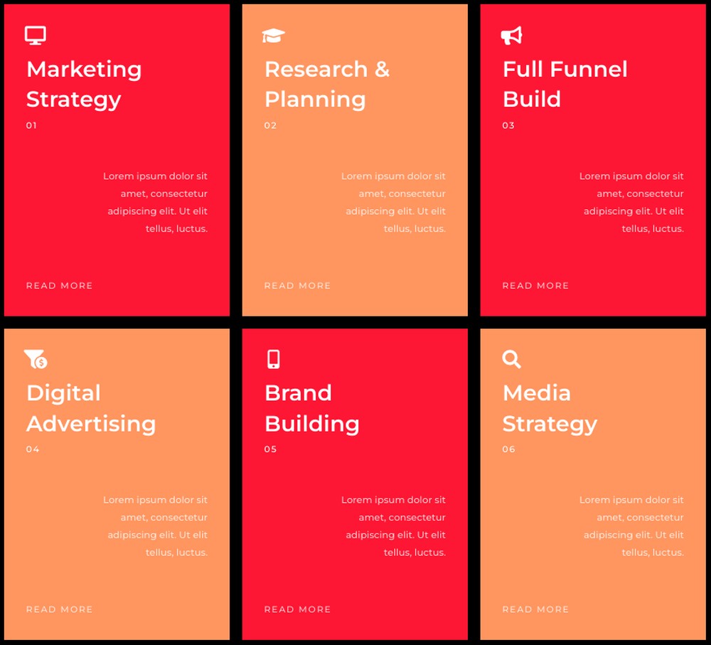Feature box promoting the various digital marketing services
