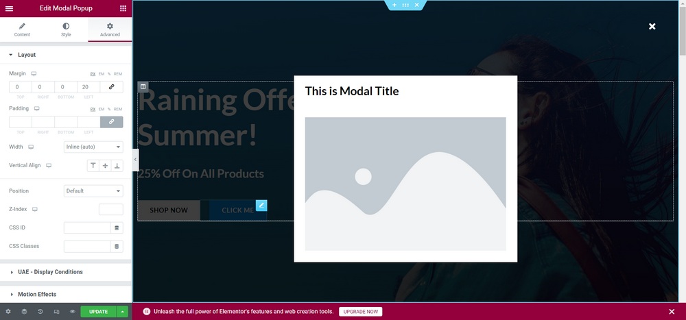 modal popup preview
