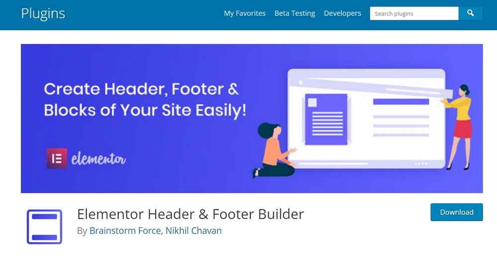 elementor header and footer builder