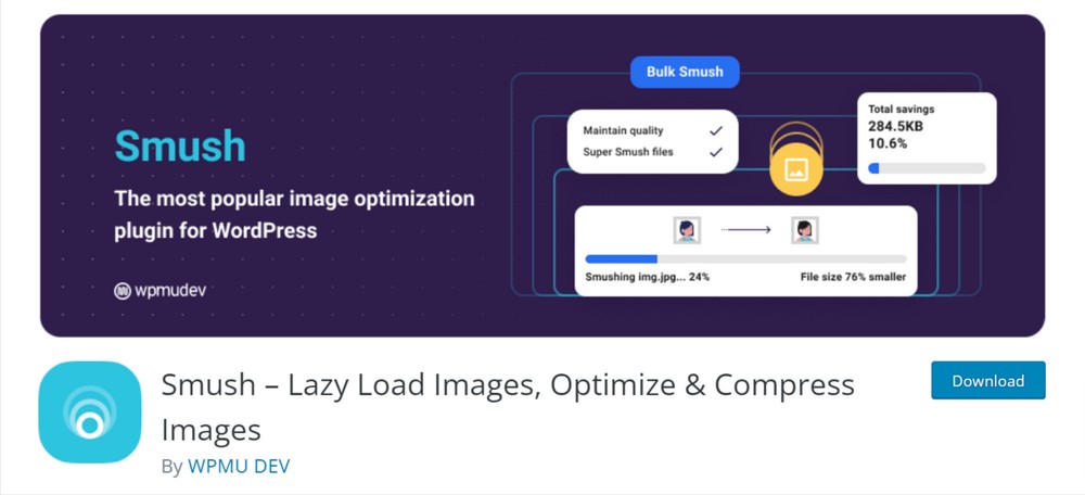 Smush image optimization plugin for WordPress