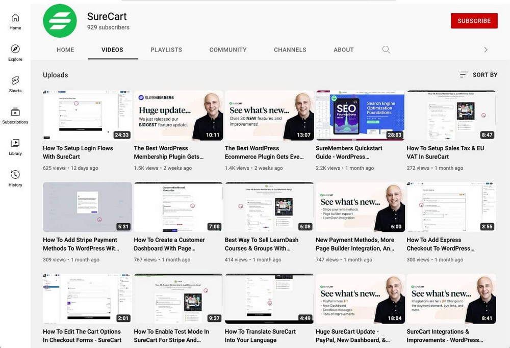 SureCart YouTube Channel