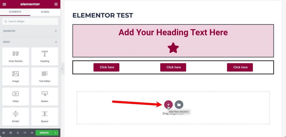 How to create new sections in Elementor