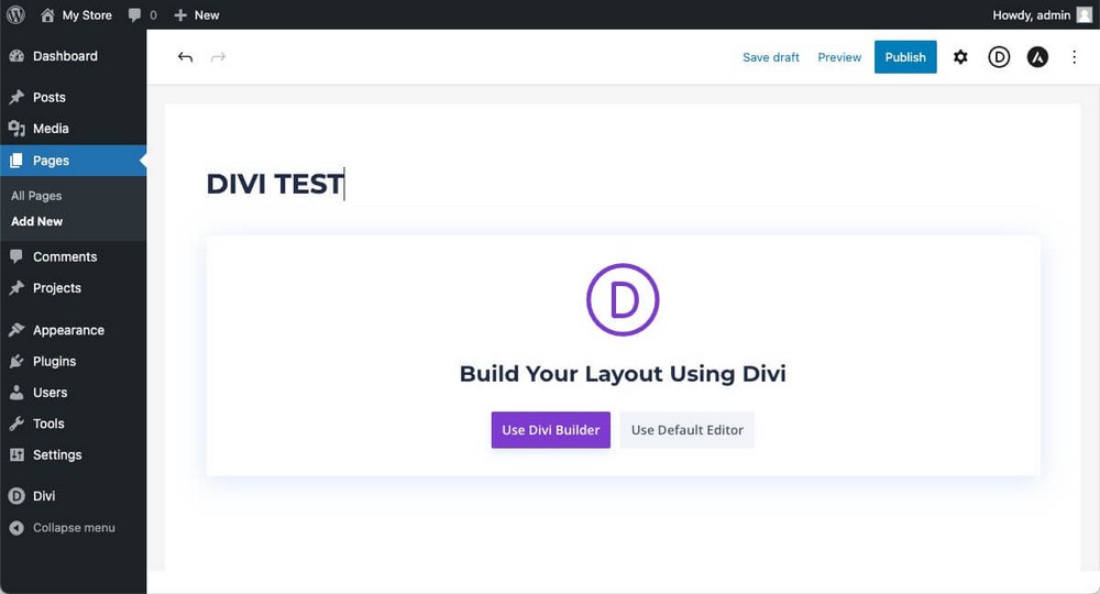 How to edit a page with Divi