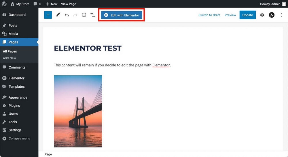 How to edit a page with Elementor