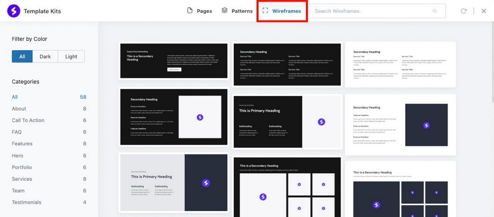 Spectra Wireframes Templates