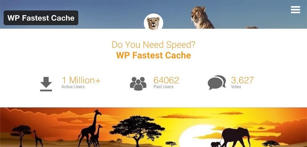 WP Fastest Cache homepage