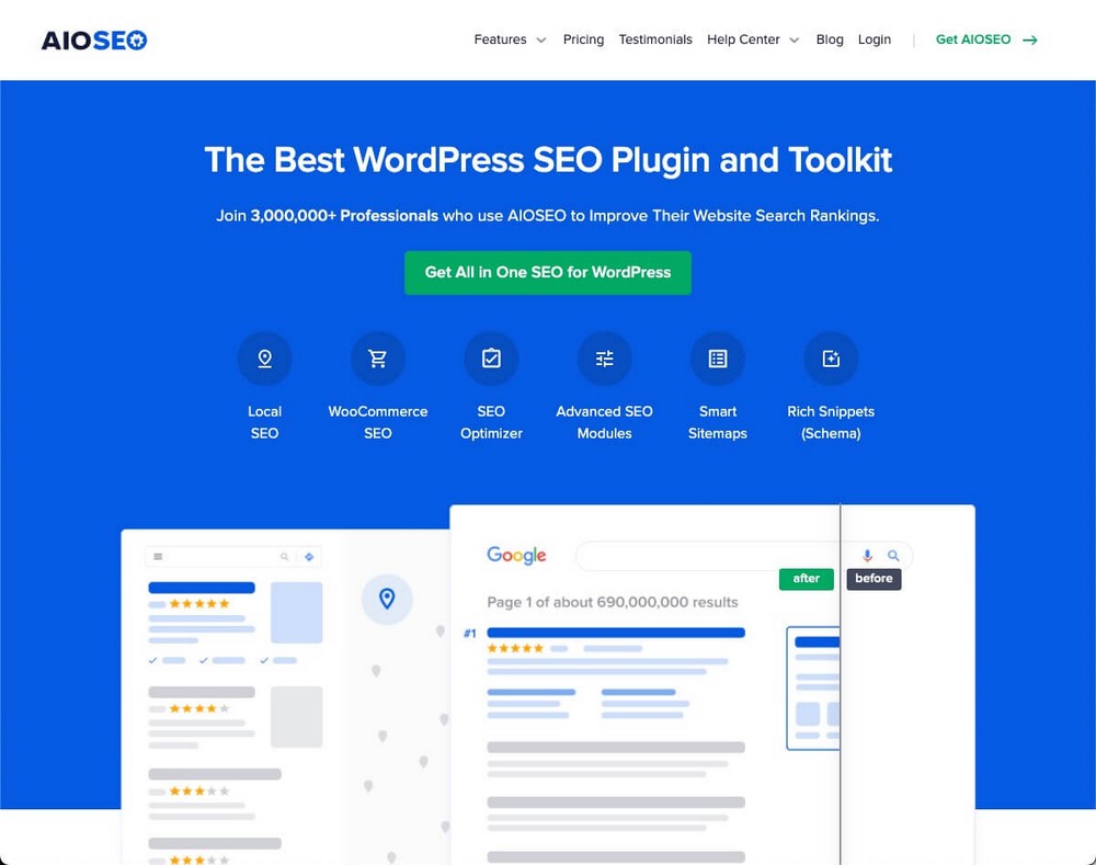 All in one seo plugin homepage