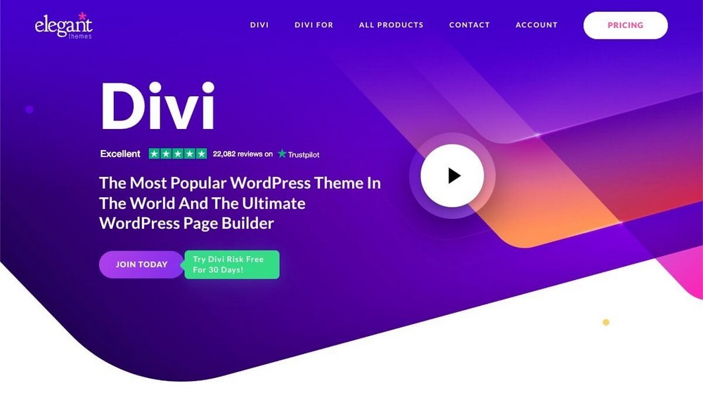 Divi Page Builder homepage