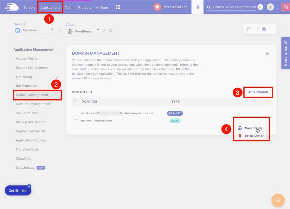 How to add a custom domain in Cloudways