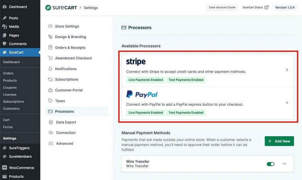 How to connect Stripe and PayPal in SureCart