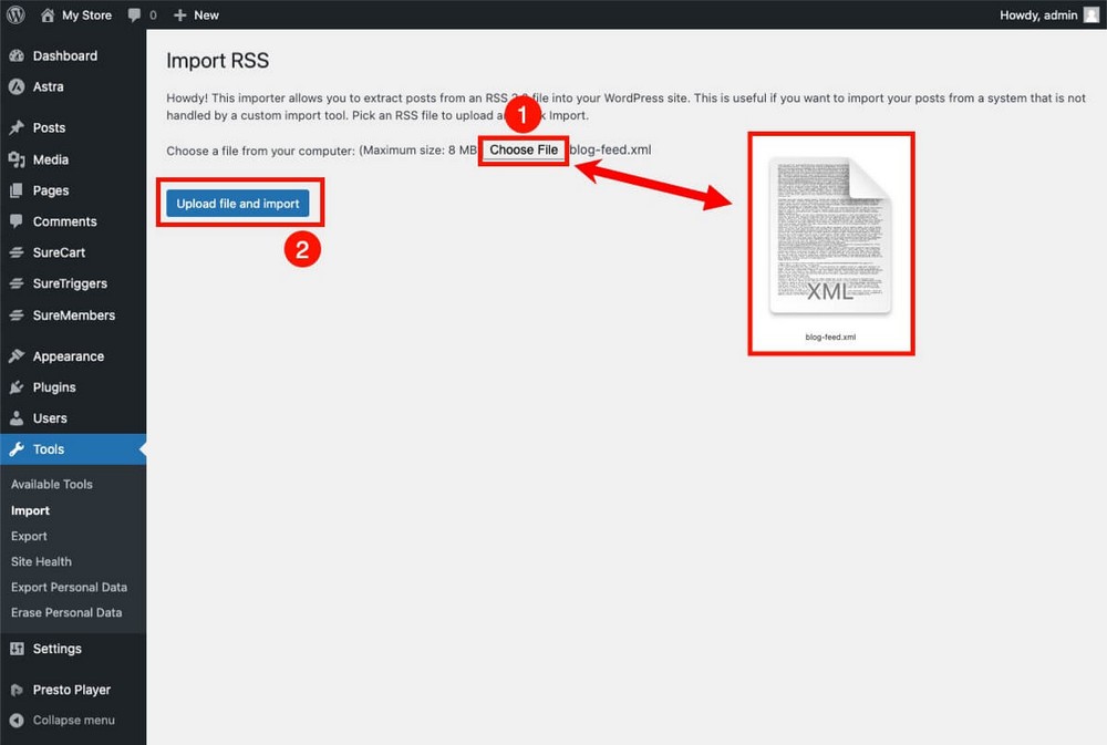 How to Import RSS files into WordPress