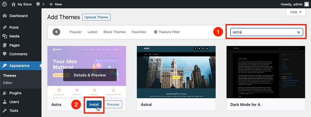 How to install Astra in WordPress