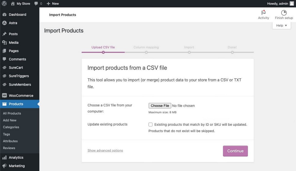 Import CSV Wix eCommerce in WordPress