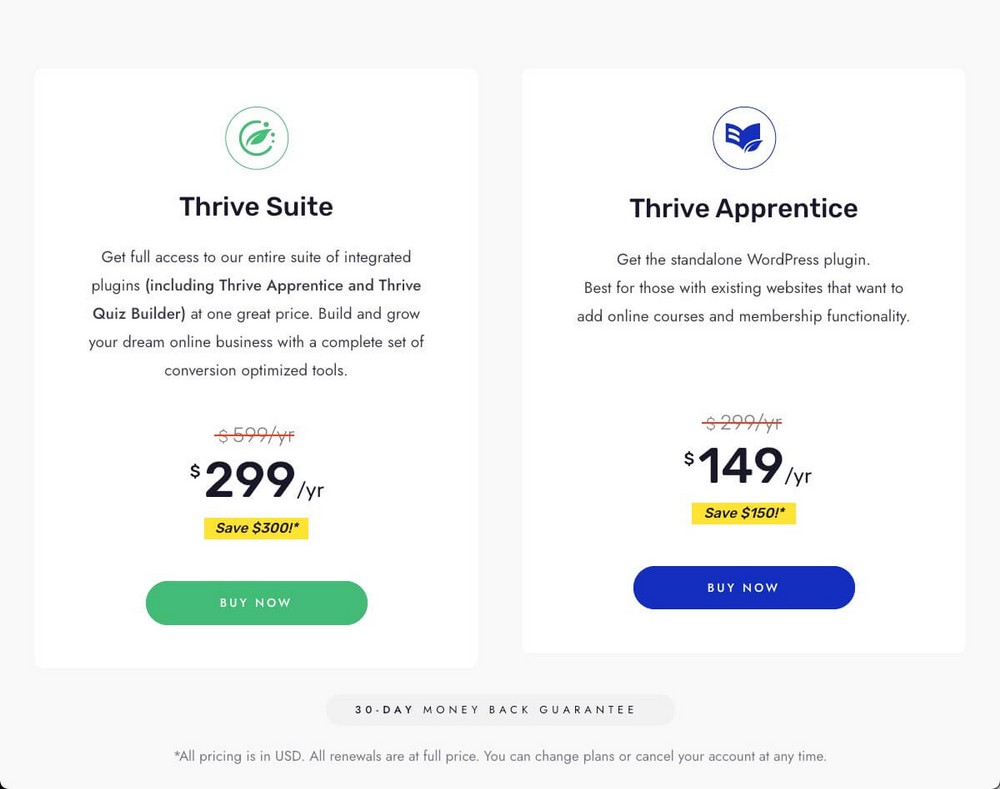 Thrive Apprentice Pricing