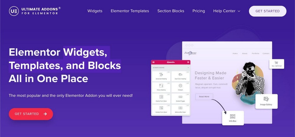Ultimate Addons for Elementor Homepage