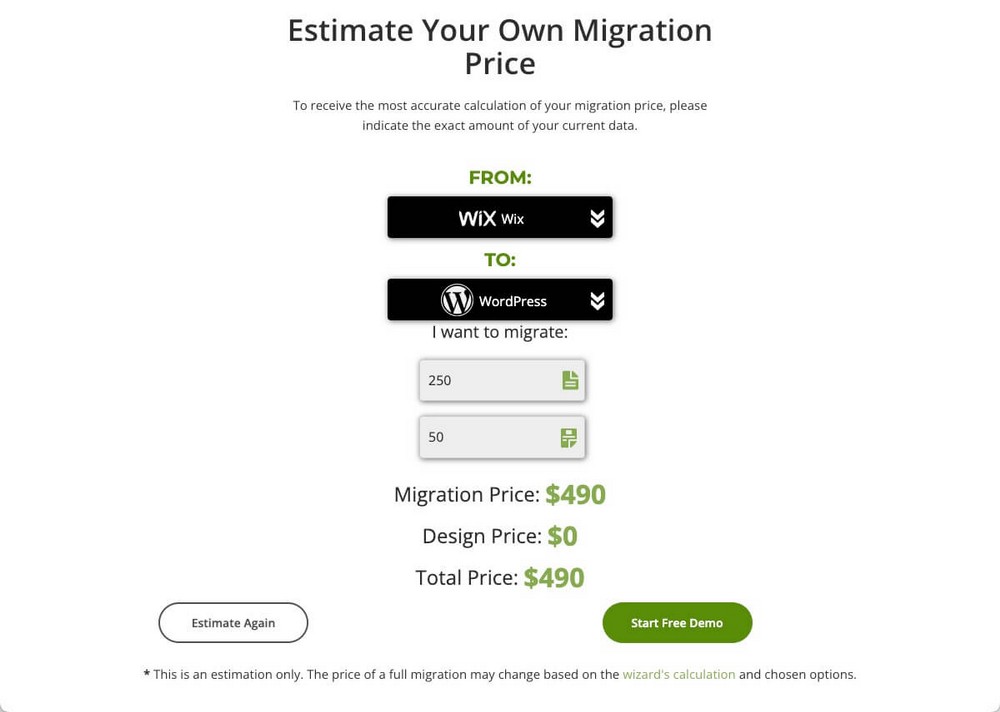 Wix to WordPress migration price