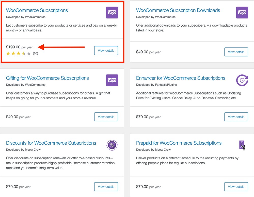 woocommerce subscription addon