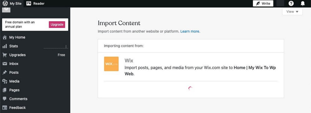 WordPress importing Wix content