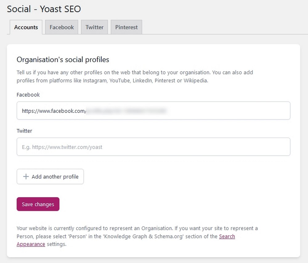 Yoast Social settings