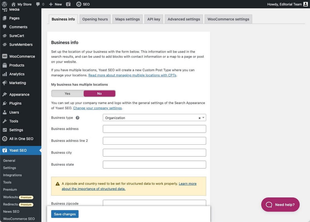 Yoast WooCommerce and Local SEO Support