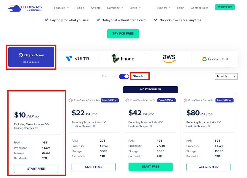 Cloudways plans