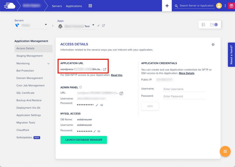 Cloudways temporary URL