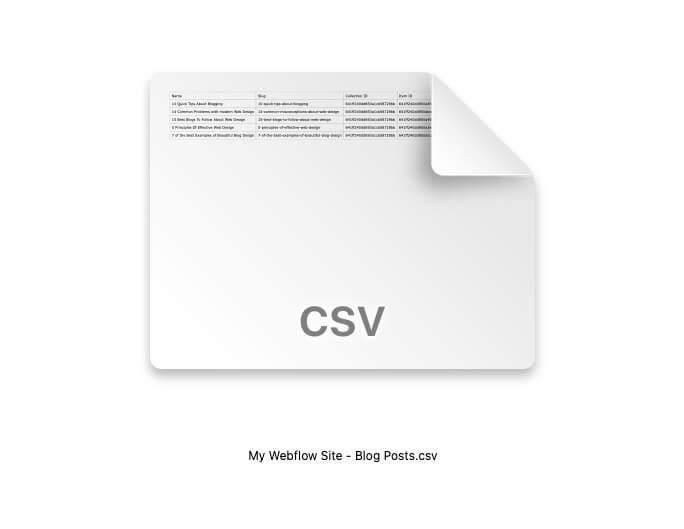 CSV file from webflow
