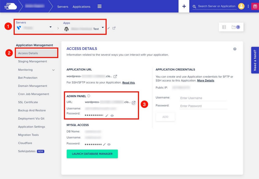 Log into WordPress installation from cloudways