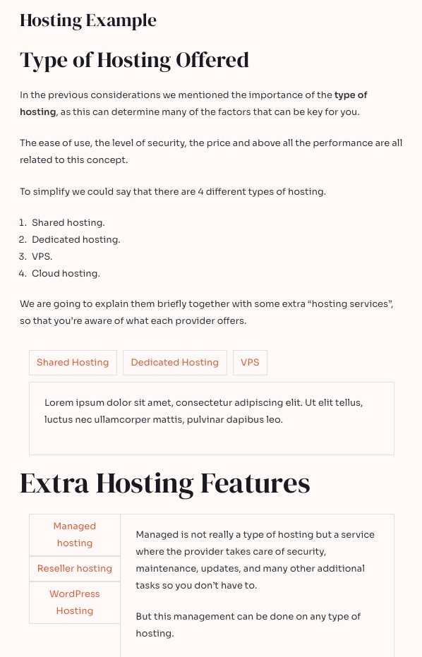 Type of Hosting offered