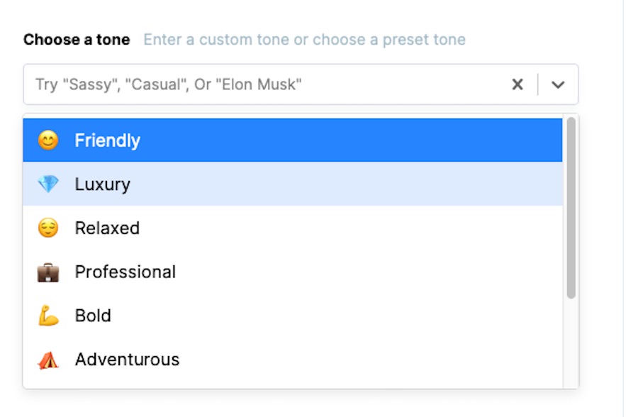 selecting the content tone