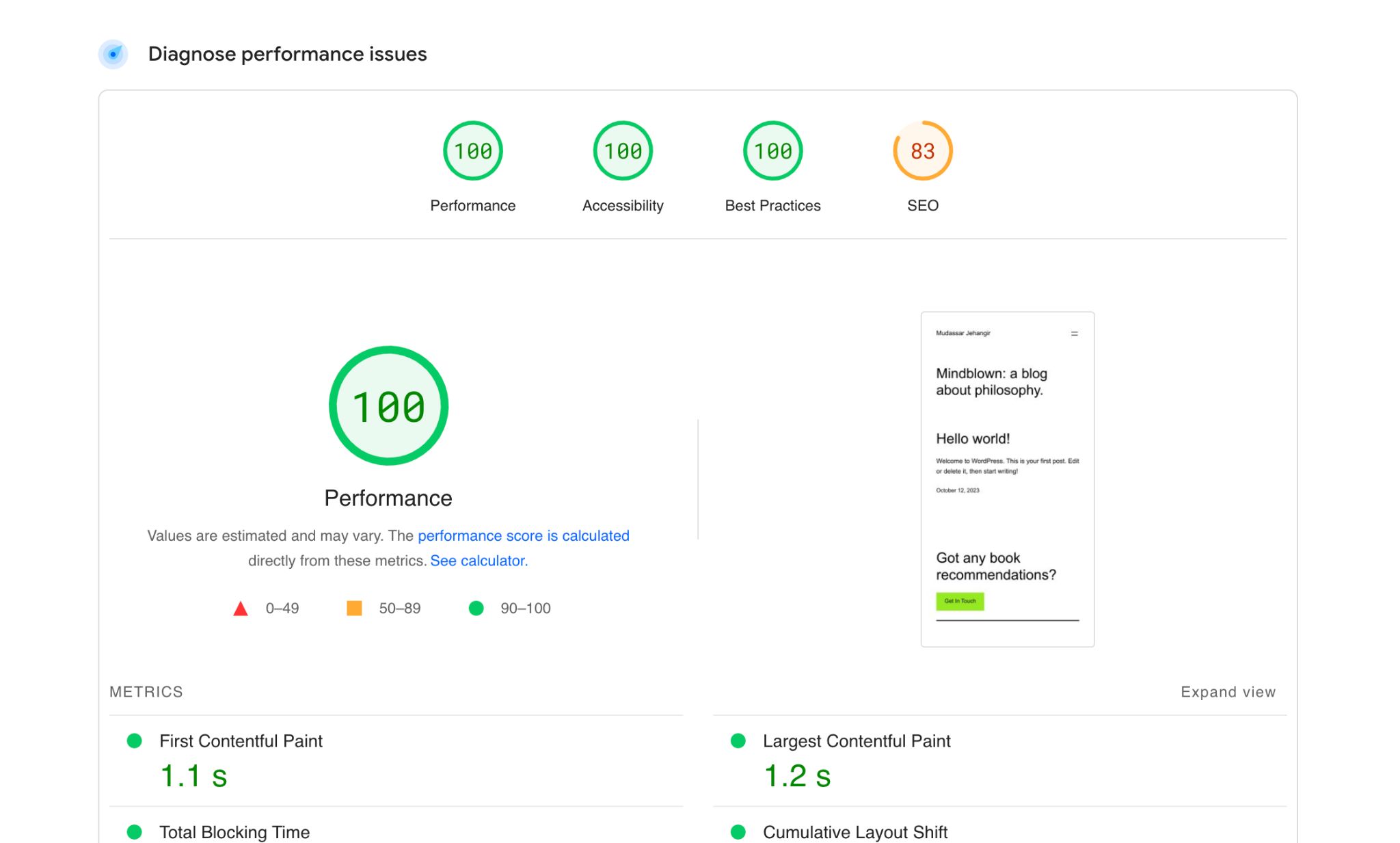 google page speed test with spectra page builder