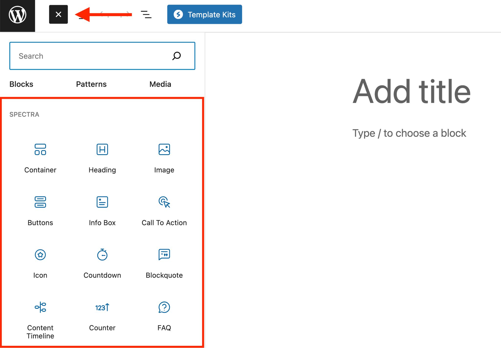 how to add spectra blocks