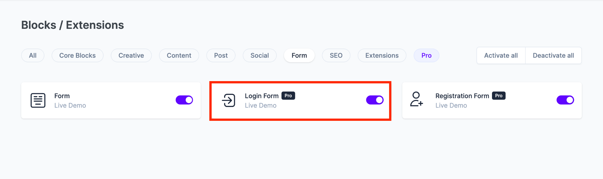 Spectra admin panel